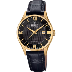 Reloj Festina Hombre F20010/4 Acero Dorado Correa Piel Negra Analógico