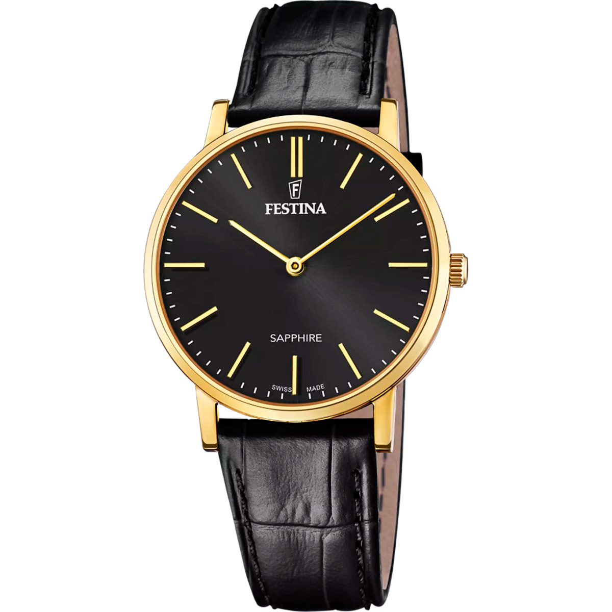 Reloj Festina Hombre F20016/3 Acero Dorado Correa Piel Negra Analógico
