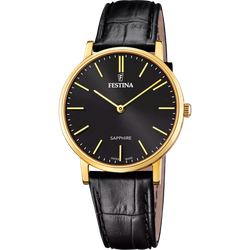 Reloj Festina Hombre F20016/3 Acero Dorado Correa Piel Negra Analógico