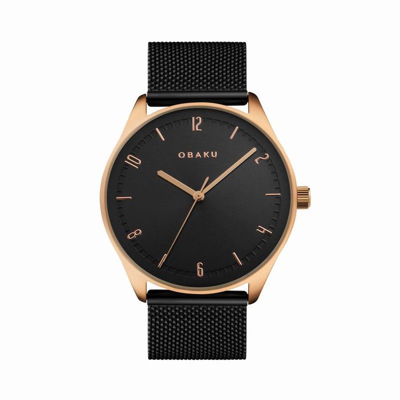 Reloj hombre acero Ip bronce con esterilla negra