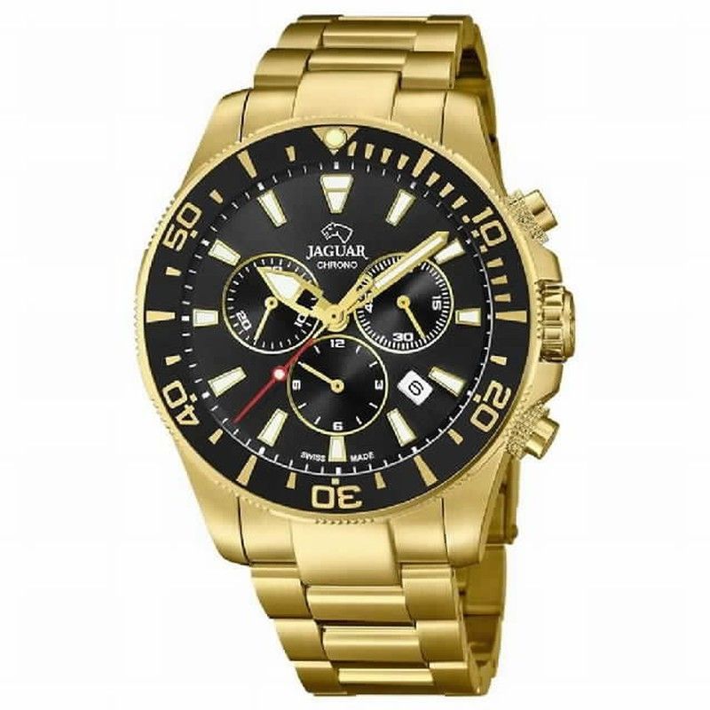 Reloj jaguar resistencia al agua 200 metros caballero  pvd- chapado  crono cadena de acero