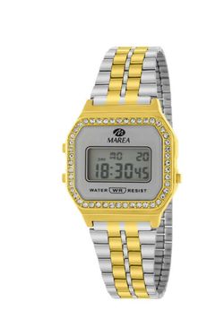Reloj Marea Mujer B35381/3 Fancy Lcd Circonitas Acero Plateado Bicolor Dorado Digital