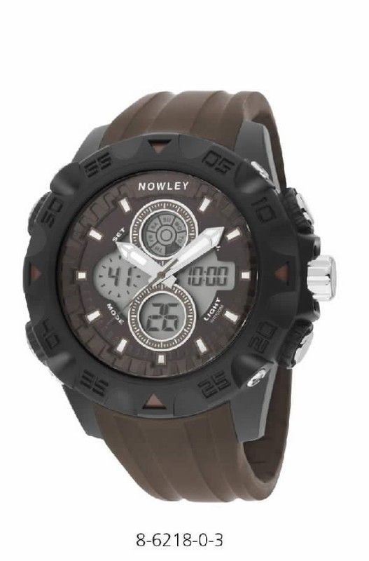 Reloj nowley ana-digi de hombre con silicona marrón