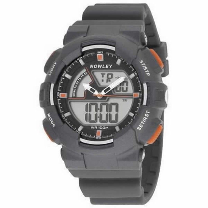 Reloj nowley ana-digi de hombre en caucho gris y naranja