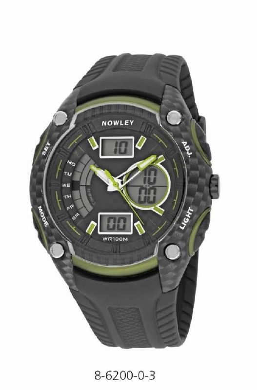 Reloj nowley de hombre anadigi en caucho con motivos verdes