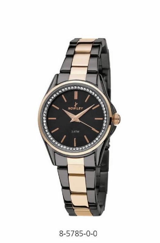 Reloj nowley de mujer chapado negro y dorado