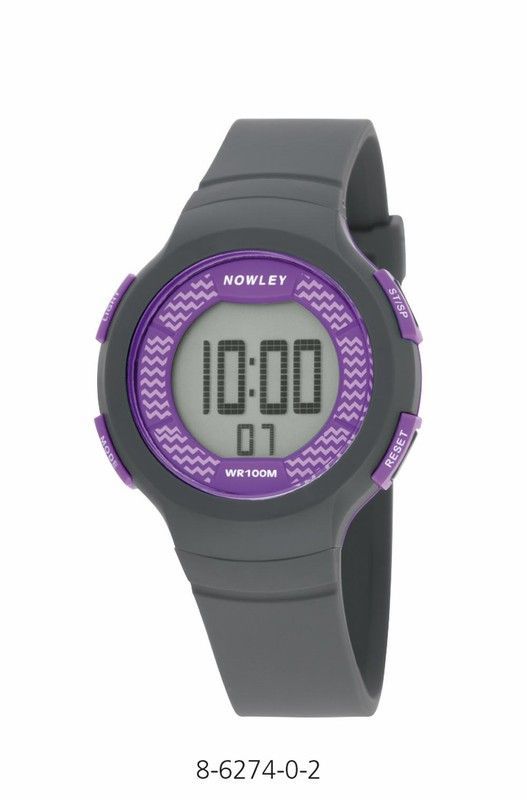 Reloj Nowley digital gris y lila