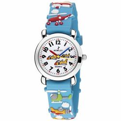 Reloj nowley infantil con correa de silicona azul decorada con aviones