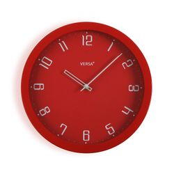 Reloj pared gris minimalista 30cm rojo