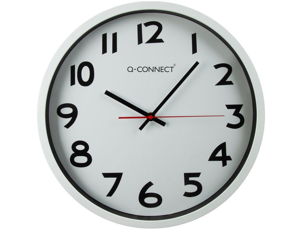 Reloj Q-Connect de Pared Plastico Oficina Redondo 35 cm Marco Blanco