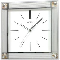 Reloj Rhythm De Pared CMG456NR18 Decorativos Cuadrado Plateado