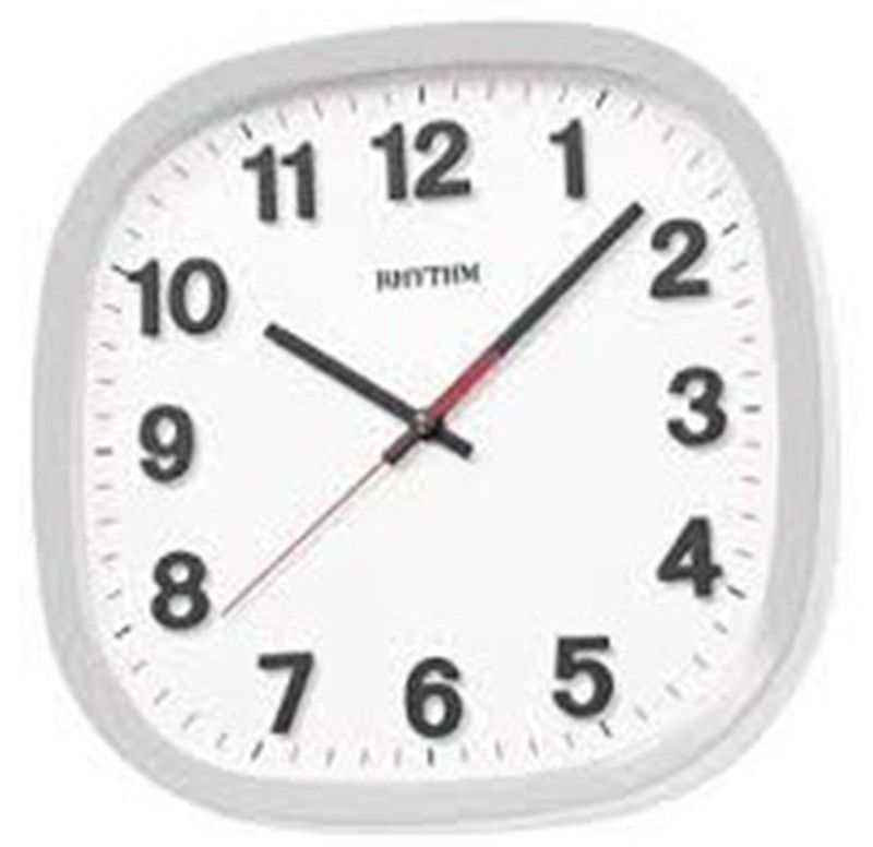 Reloj Rhythm De Pared CMG528NR03 Básico Cuadrado Plateado