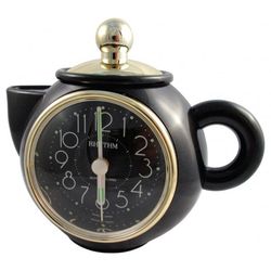 Reloj Rhythm Despertador 4RE554-R02 Beep Tetera Negra Bicolor Dorada