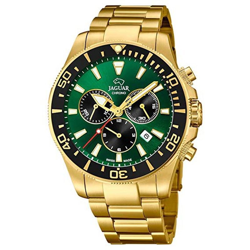 Reloj suizo hombre de acero Pvd dorado y cronógrafo