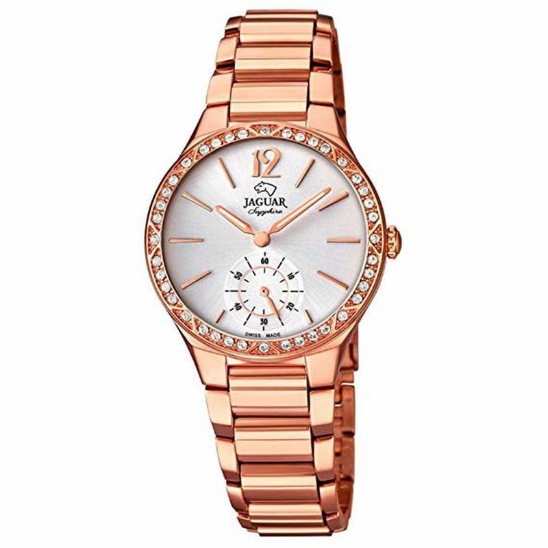 Reloj suizo mujer acero Pvd rosado con circonitas en bisel