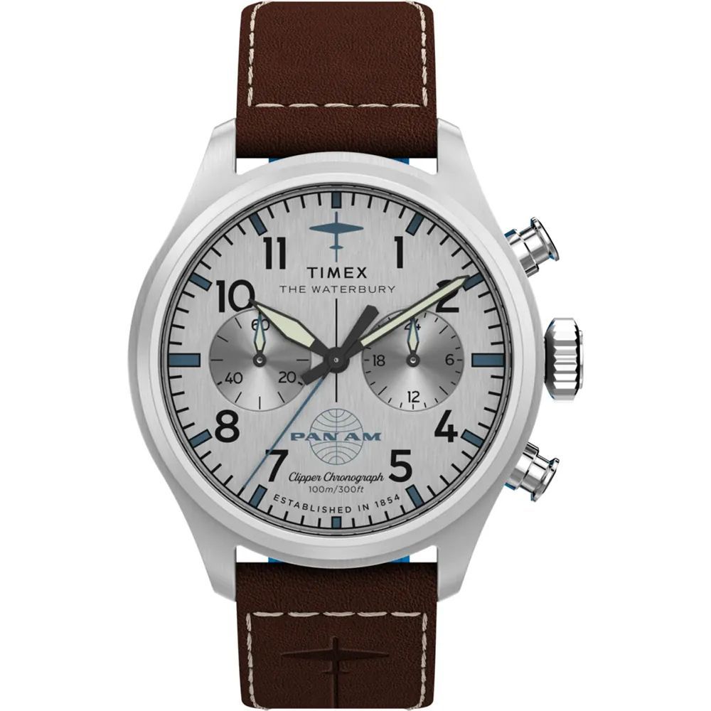 Reloj Timex Hombre TW2Y38700 Waterburry Cronógrafo Piel Marrón Acero Analógico