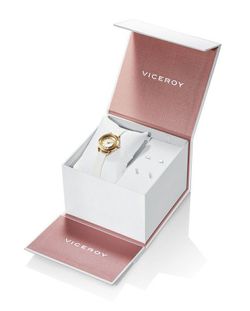 Reloj Viceroy Niña 401010-99 Piel Blanca y Pendientes Plata Comunión
