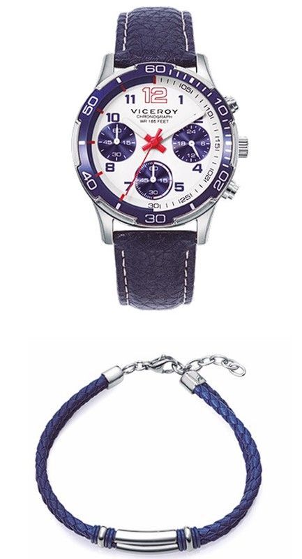 Reloj Viceroy Nińo 401419-04 Piel Azul + Pulsera Trenzada