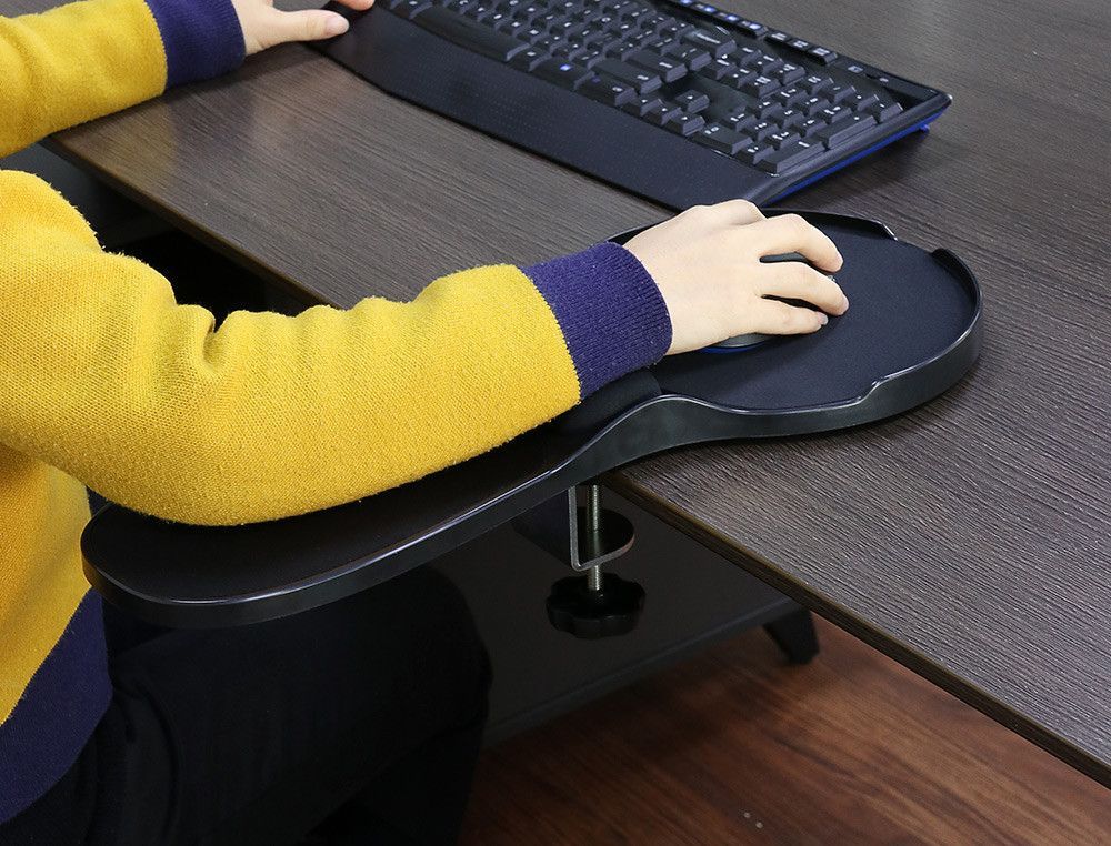 Reposabrazos ergonomico q-connect con alfombrilla de raton y apoyo de muñeca color negro 220x140x480 mm