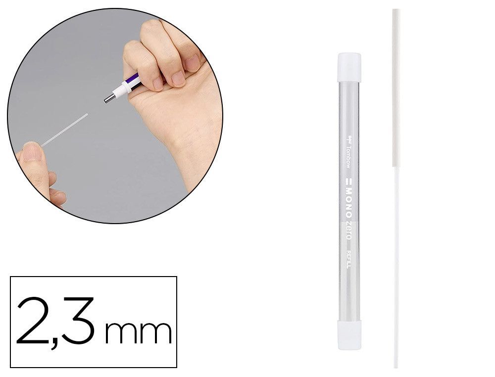 Repuesto portagomas tombow mono zero redondo 2,3 mm diametro tubo con 2 unidades