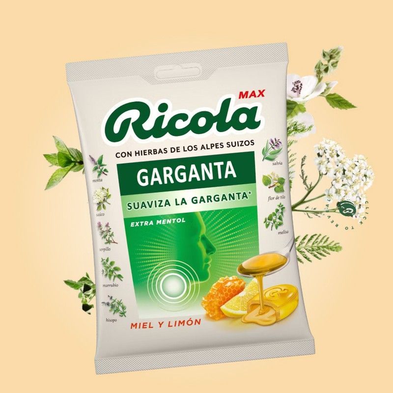 Ricola Max Garganta Caramelos de Miel y Limón 70 g