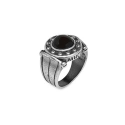 RM11 Anillo unisex Plata de Palo atractivo en plata y piedra ónix
