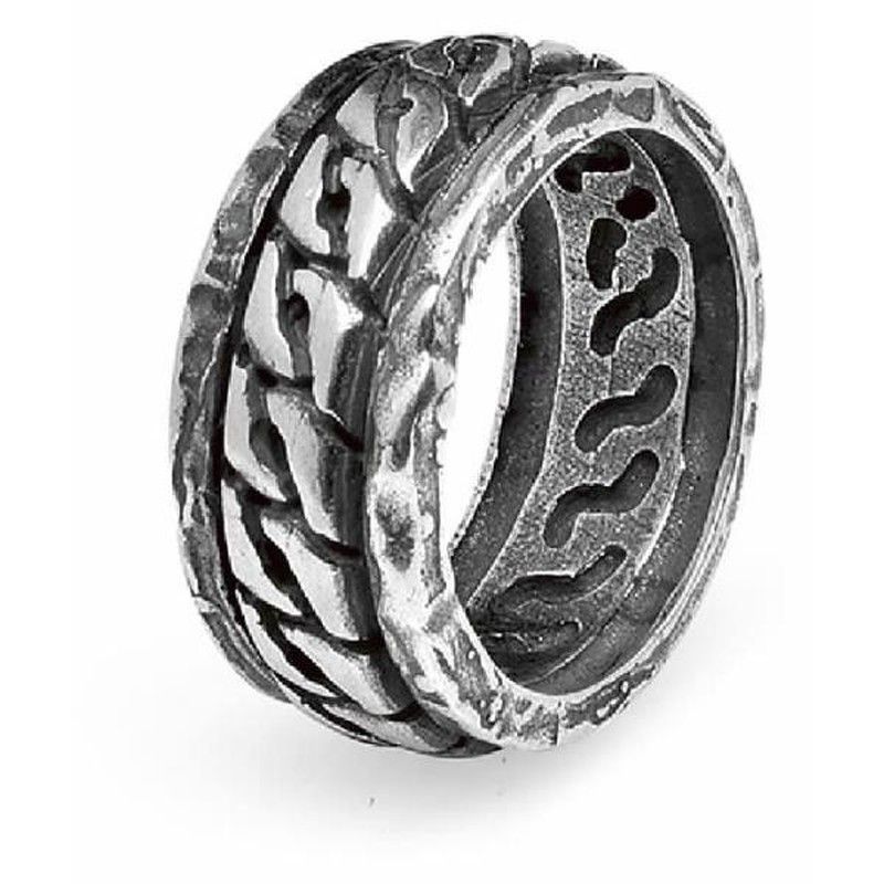 RM3 Sortija Plata de Palo de plata con cenefa colección Petsamo unisex