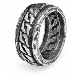 RM3 Sortija Plata de Palo de plata con cenefa colección Petsamo unisex