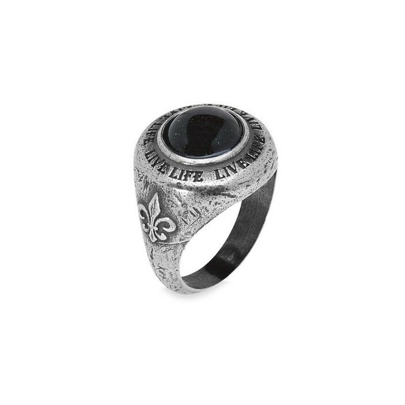 RM9C Anillo Plata de Palo piedra redonda ónix super elegante