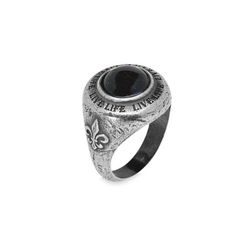 RM9C Anillo Plata de Palo piedra redonda ónix super elegante