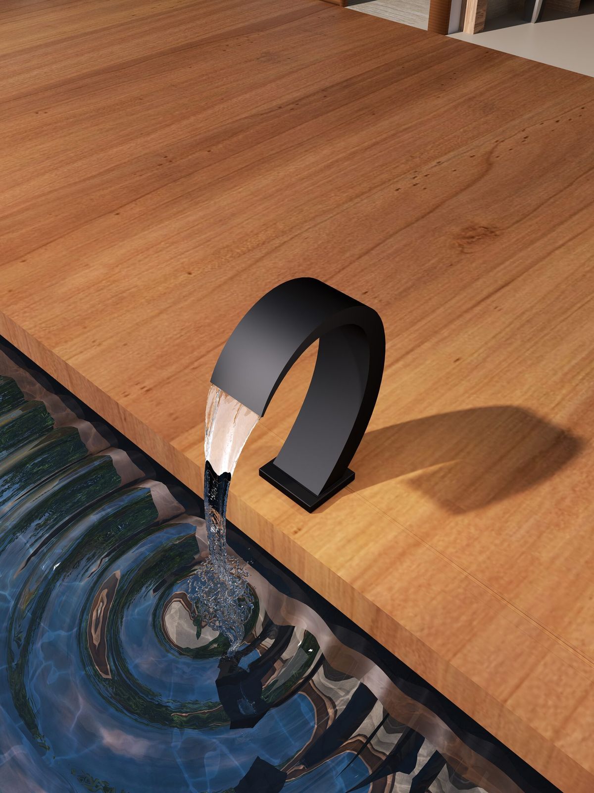 Rociador cascada de piscina Iguazú 20 cm negro mate acero S.316