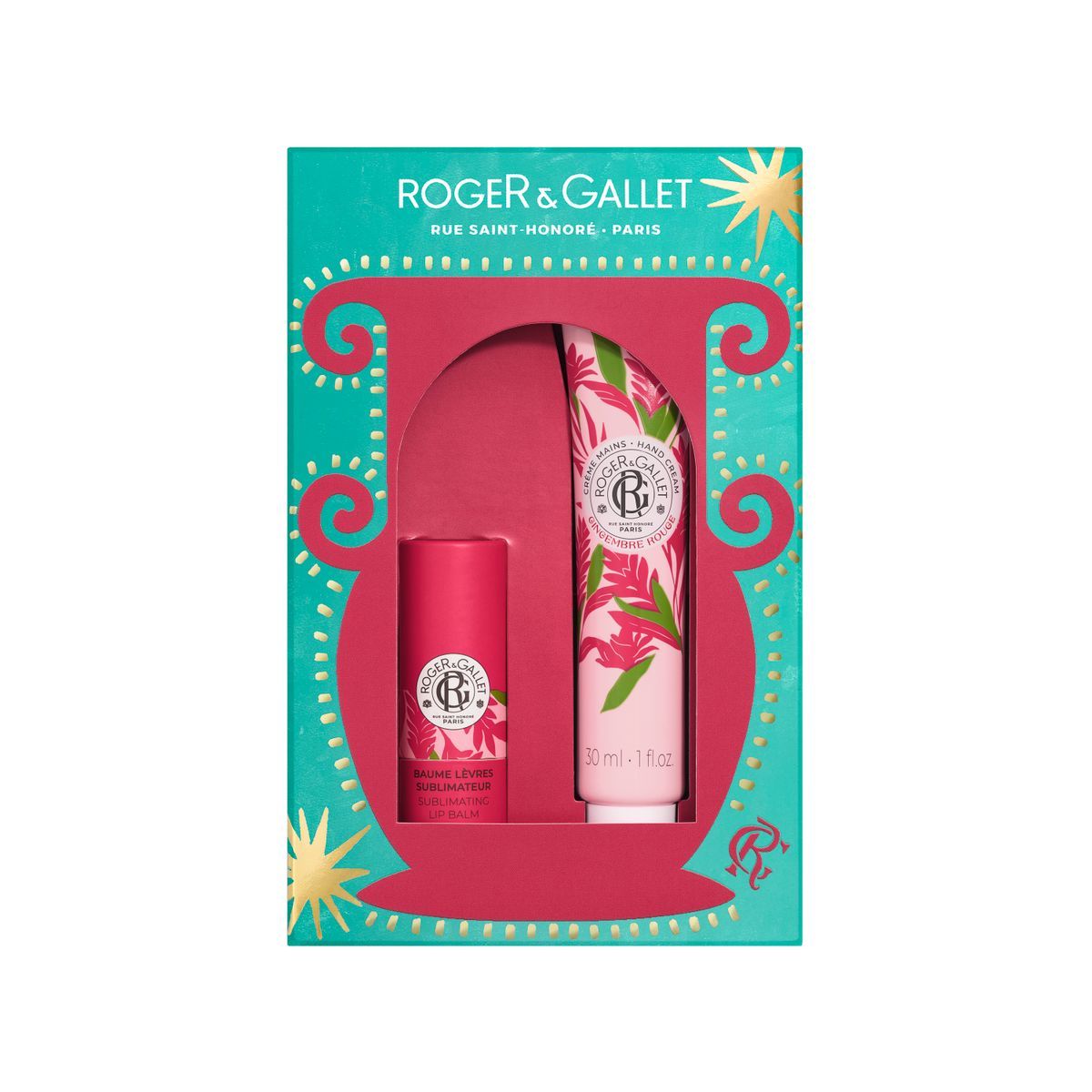 Roger & Gallet Navidad Crema de Manos Gingebre Rouge 30 ml + Bálsamo de Labios 3,5 g