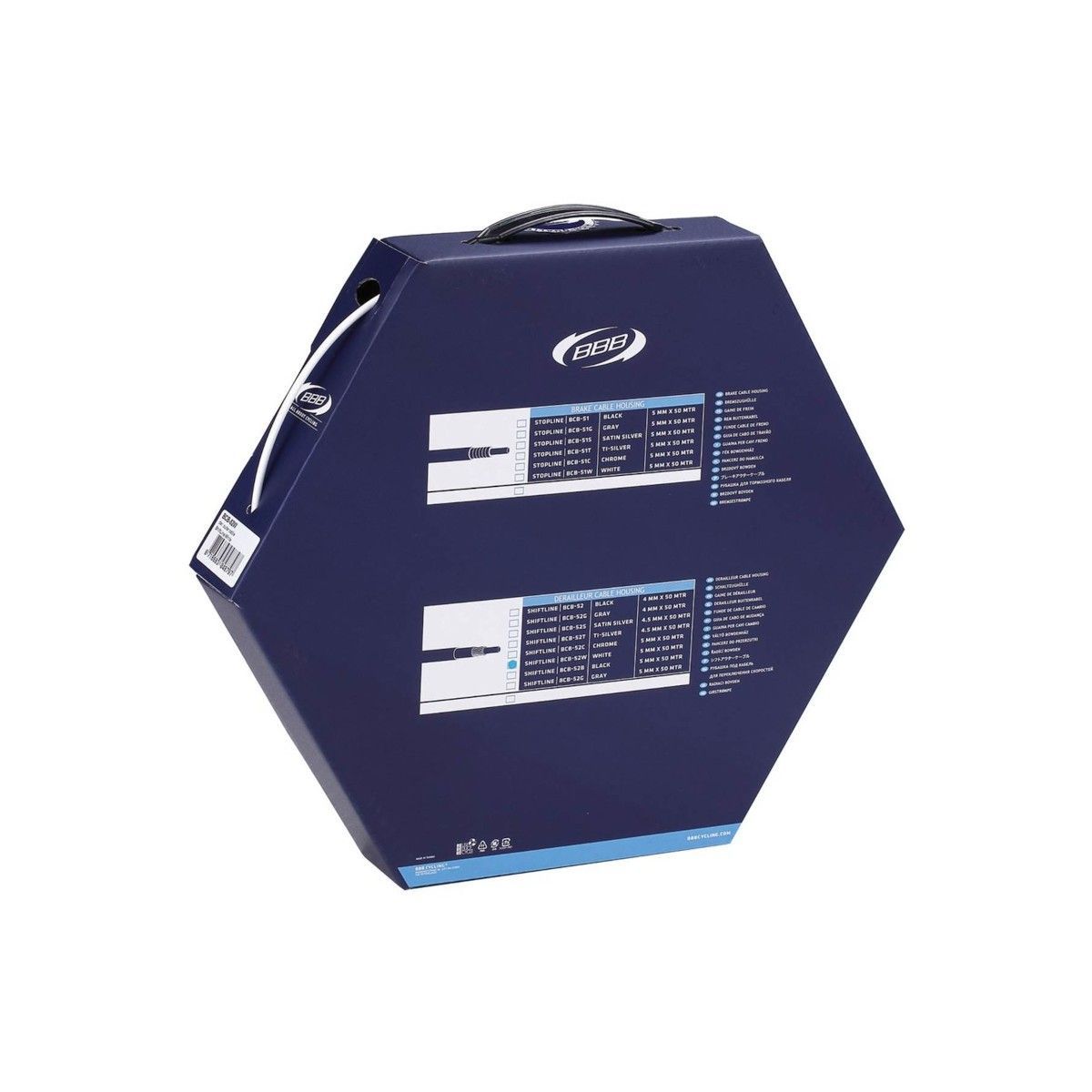 Rollo de 50 m de funda de desviador BBB "ShiftLine" LEX, 4 mm, blanco