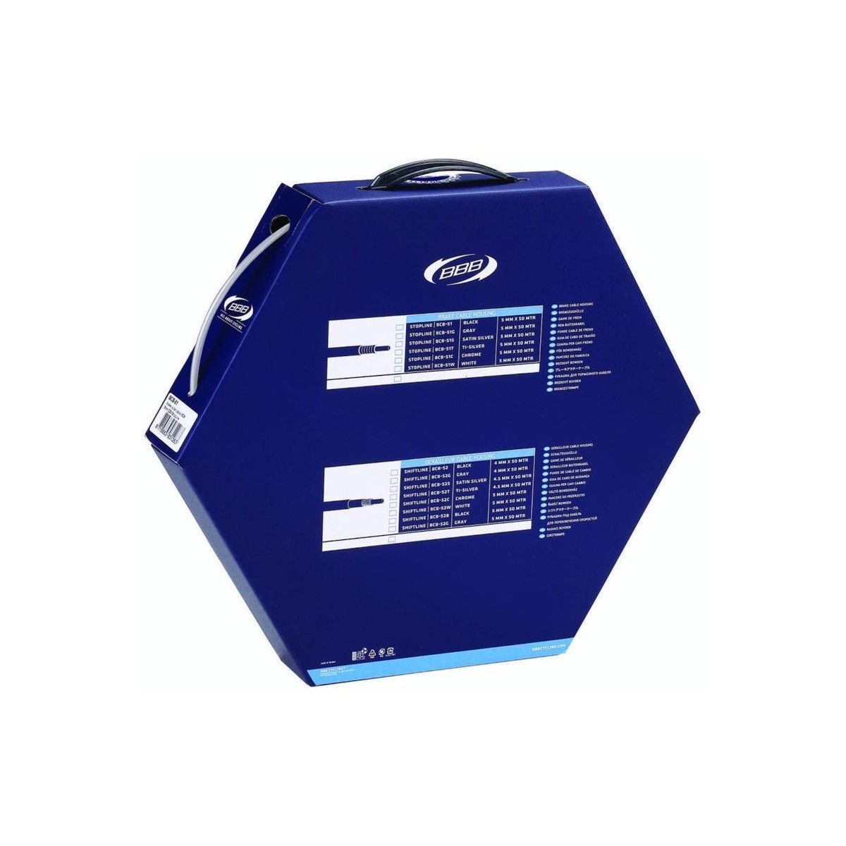 Rollo de 50 m de funda  de freno BBB "StopLine" CEX, 5 mm, plateado