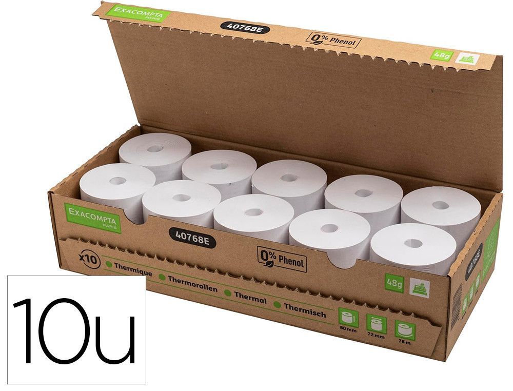 Rollo sumadora exacompta termico 80 x 80 mm 48 g/m2 sin bisfenol a ni plastico