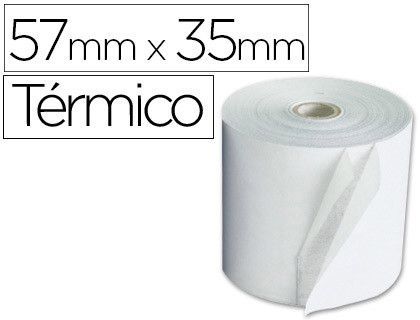 Rollo Sumadora Q-Connect Termico 57 mm Ancho X 35Mm Diametro para Maquinas Terminal Punto de Venta