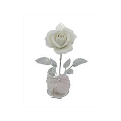 Rosa Latón 13cm NF0050D-B Blanca Base Mineral Rosada