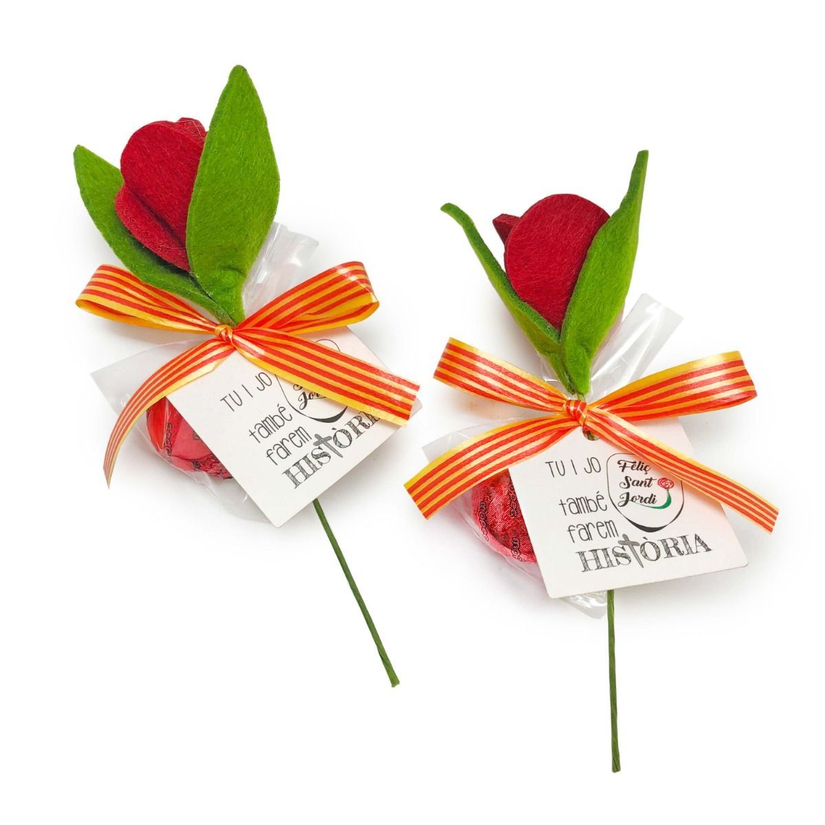 Rosa Sant Jordi con bombón y tarjeta