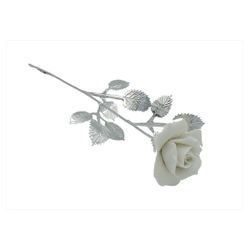 Rosa Tallo Latón 26cm NF0050M-B Blanca