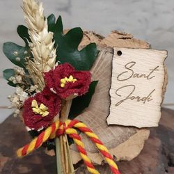 Rosas y Trigo con Rodaja Madera