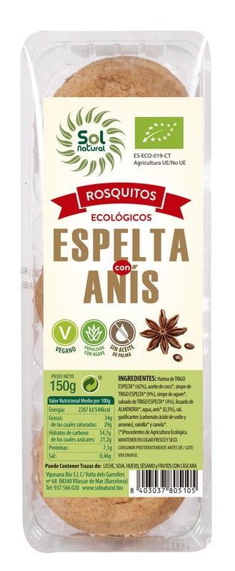 Rosquitos De Espelta Con Anis Bio 150 G