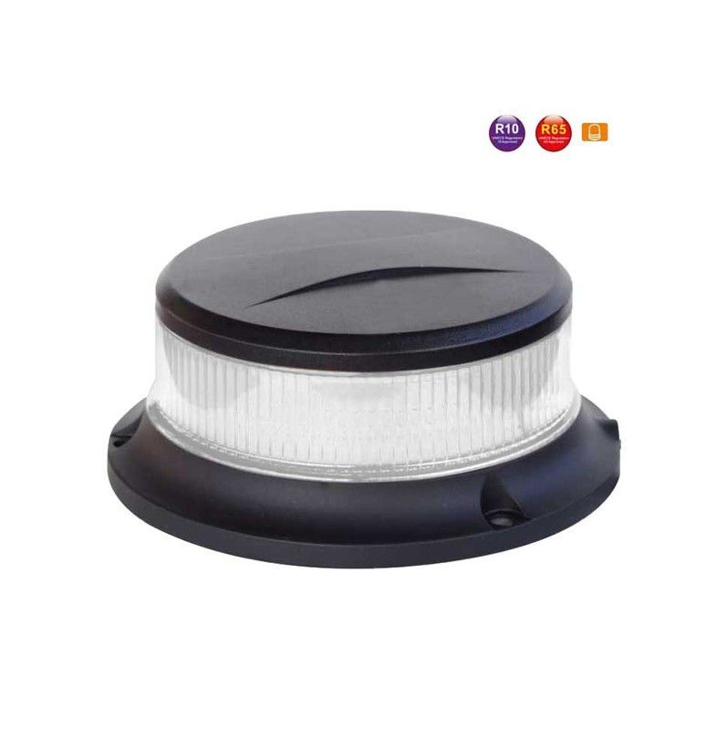 Rotativo de LED ámbar con el plástico blanco y homologación R65 GF-54B LEDS
