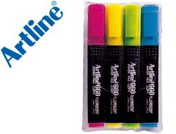 Rotulador Artline Fluorescente Ek-660 4 -Punta Biselada -Bolsa de 4 Rotuladores