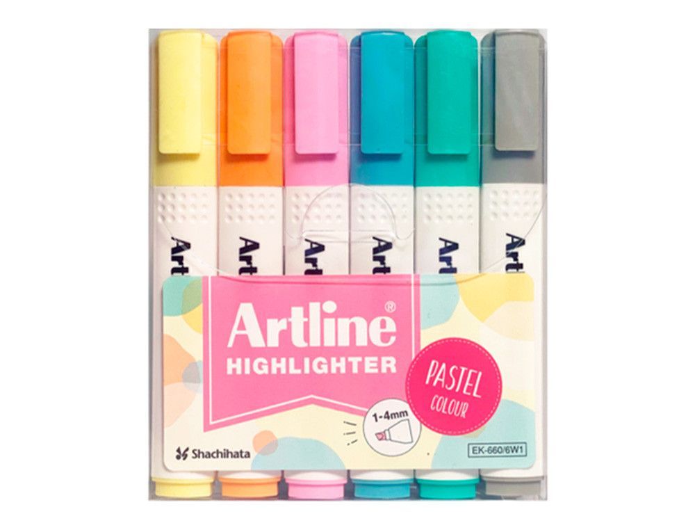 Rotulador artline fluorescente ek-660 colores pastel bolsa de 6 unidades colores surtidos