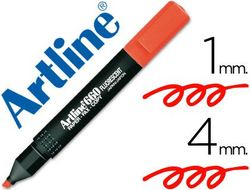 Rotulador Artline Fluorescente Ek-660 Rojo -Punta Biselada
