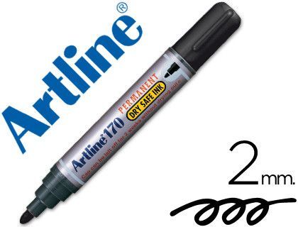 Rotulador Artline Marcador Permanente 170 Negro -Punta Redonda 2 mm -Antisecado