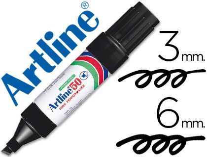 Rotulador Artline Marcador Permanente Ek-50 Negro -Punta Biselada 6 mm -Papel Metal y Cristal