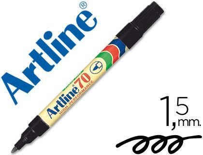 Rotulador Artline Marcador Permanente Ek-70 Negro -Punta Redonda 1.5 mm -Papel Metal y Cristal