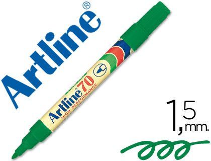 Rotulador Artline Marcador Permanente Ek-70 Verde -Punta Redonda 1.5 mm -Papel Metal y Cristal