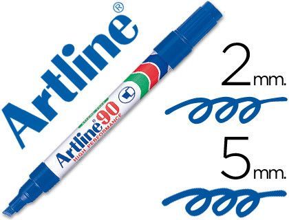 Rotulador Artline Marcador Permanente Ek-90 Azul -Punta Biselada 5 mm -Papel Metal y Cristal